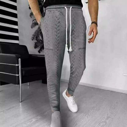 Men's Jogger Pants – Jacquard Knit – Straight Fit – Drawstring Waist – Cuffed Ankles
