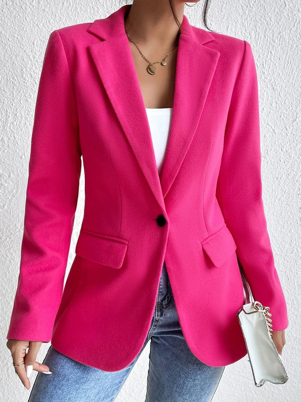 Women’s Tailored Coat – Wool Blend – Slim Fit – Notched Lapel – Single-Breasted