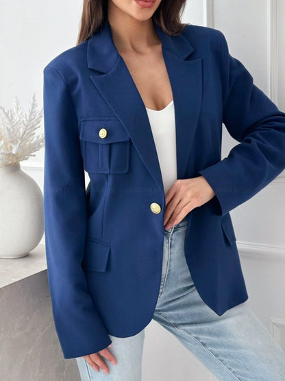 Women’s Blazer – Tailored Fit – Double Breasted – Structured Wool Blend – Notch Lapel
