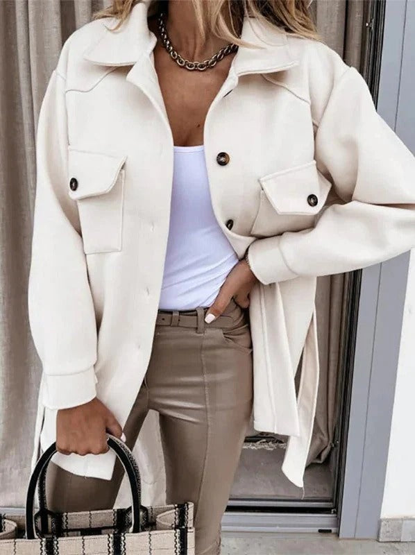 Women’s Windproof Jacket – Oversized Fit – Hip Length – Button Front – Casual Wear