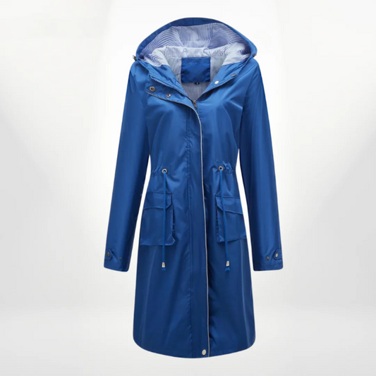 Women’s Rain Coat – Slim Fit – Hooded – Lightweight Woven – Zip Front – Adjustable Waist