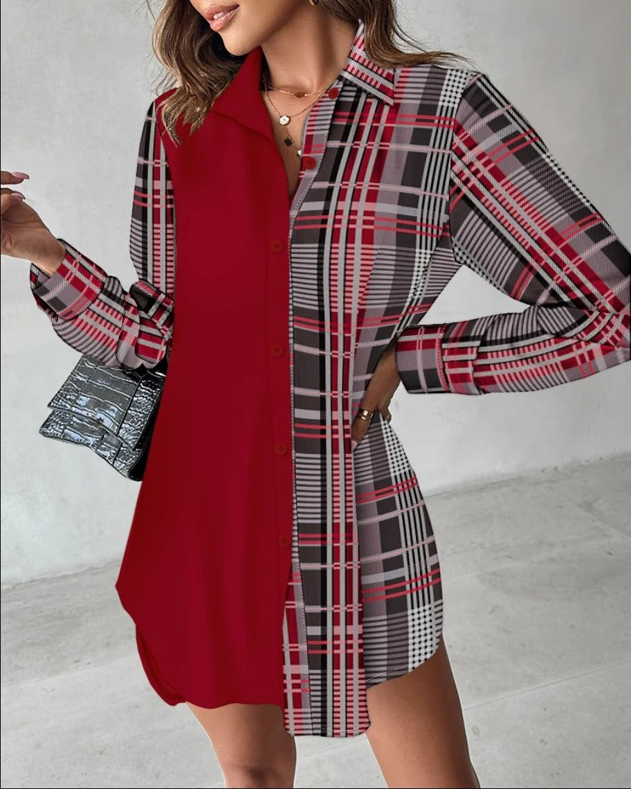 Women’s Shirt Dress – Relaxed Fit – Leopard Print – Mini Length – Button Front