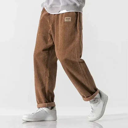 Men’s Corduroy Pants – Oversized Fit – Ribbed Texture – Casual Full Length Style