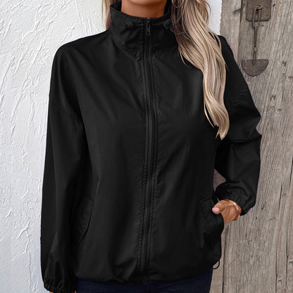 Women’s Jacket – Relaxed Fit – Windproof Water-Resistant – Zipper Front with Pockets