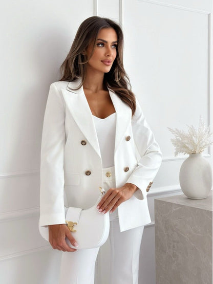 Women’s Blazer – Tailored Fit – Double-Breasted – Structured Wool Blend – Notched Lapel
