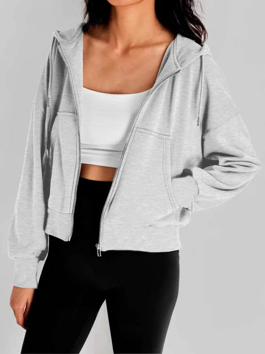 Women’s Zip Hoodie – Relaxed Fit – Cropped Length