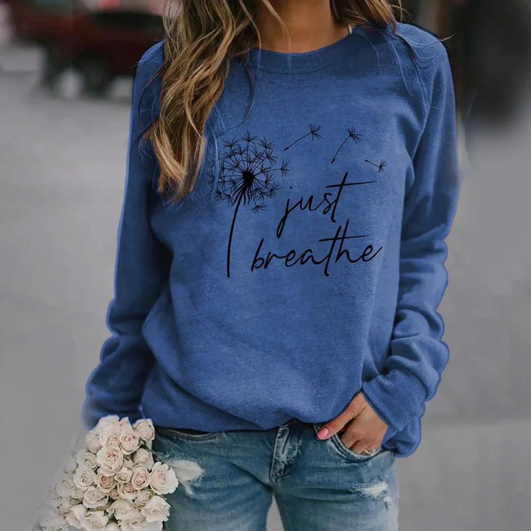 Women’s Sweatshirt – Relaxed Fit – Cotton Blend – Long Sleeve – Graphic Print – Casual Wear