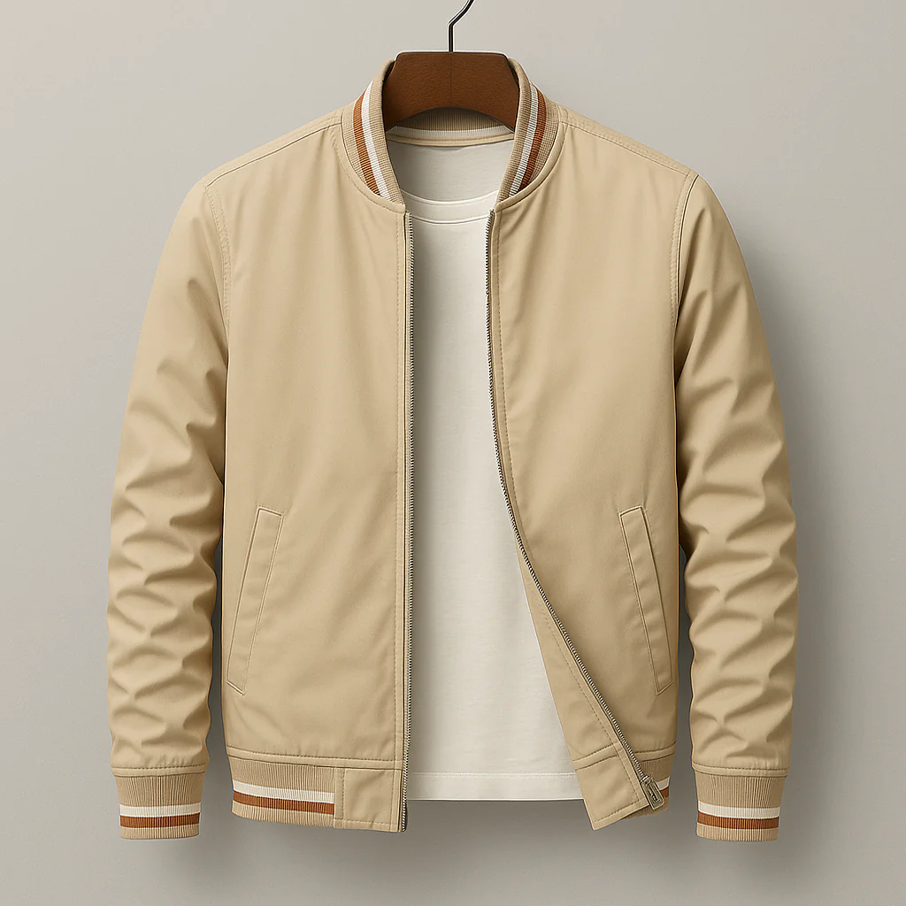 Men’s Bomber Jacket – Woven Fabric – Regular Fit – Zip Front – Ribbed Trim