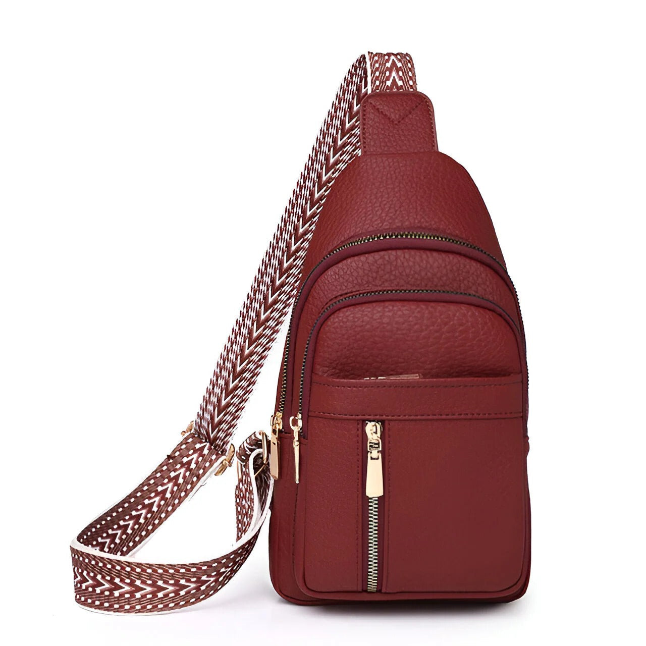 Women’s Crossbody Bag – Structured Pebbled PT07492 Faux Leather – Adjustable Woven Strap – Multi-Compartment