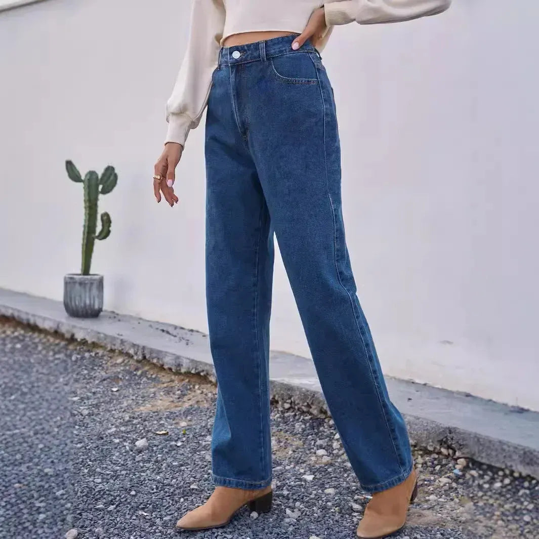 Women’s Jeans – High Waist – Relaxed Fit – Straight Leg – Full Length