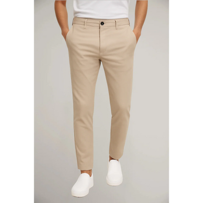 Men’s Tailored Trousers – Modern Fit – Flat Front – Cotton Blend – Ankle Length Formal Wear