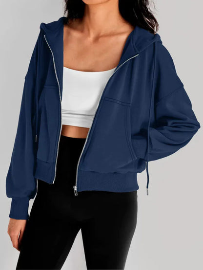 Women’s Zip Hoodie – Relaxed Fit – Cropped Length