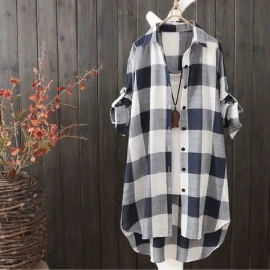 Women’s Shirt Jacket – Oversized Fit – Cotton – Button Down Knee Length – Casual Layer