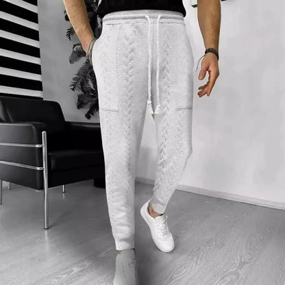 Men's Jogger Pants – Jacquard Knit – Straight Fit – Drawstring Waist – Cuffed Ankles
