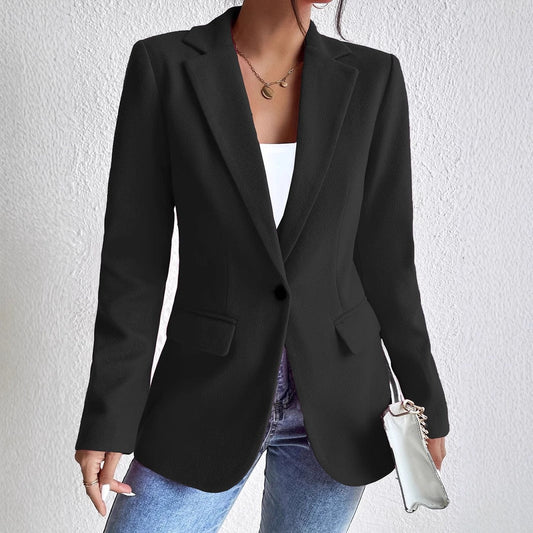 Women’s Tailored Coat – Wool Blend – Slim Fit – Notched Lapel – Single-Breasted