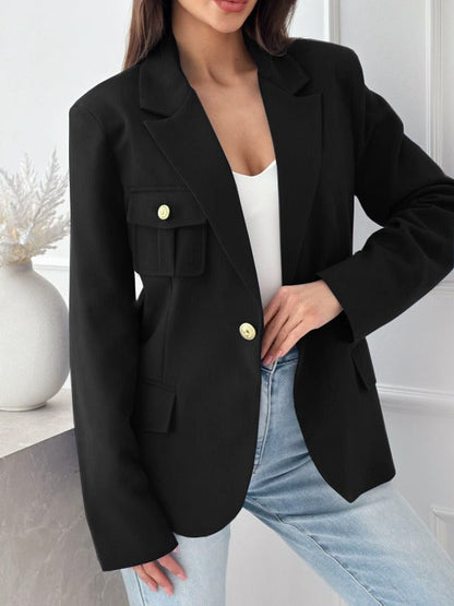 Women’s Blazer – Tailored Fit – Double Breasted – Structured Wool Blend – Notch Lapel