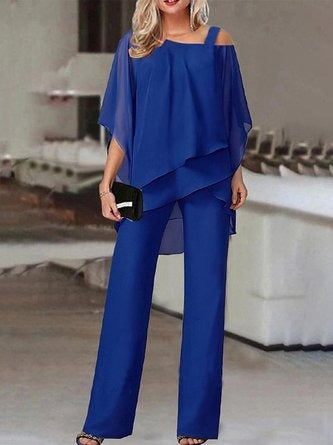 Women’s Two Piece Set – Off Shoulder Top – Breathable Blend – Full Length Pants