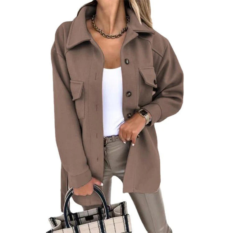 Women’s Windproof Jacket – Oversized Fit – Hip Length – Button Front – Casual Wear