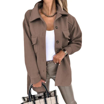 Women’s Windproof Jacket – Oversized Fit – Hip Length – Button Front – Casual Wear
