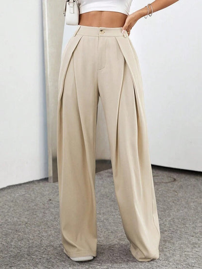Women’s Trousers – Wide Leg – High Waist – Pleated Front – Relaxed Fit – Full Length
