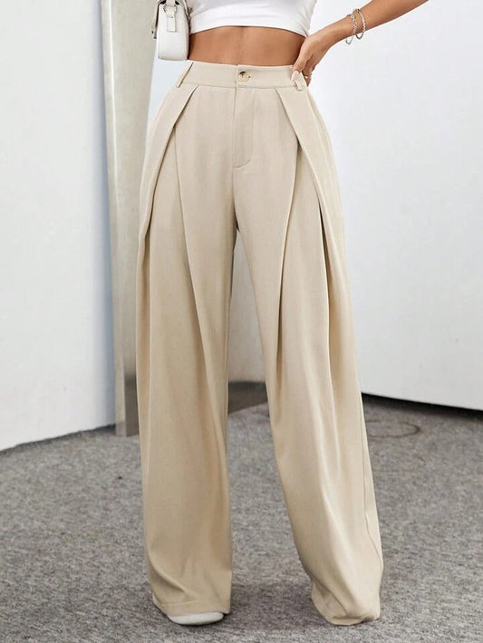 Women’s Trousers – Wide Leg – High Waist – Pleated Front – Relaxed Fit – Full Length