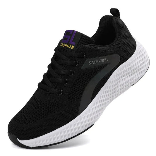 Women’s Sneakers – Low Top – Breathable Knit  – Knitted Upper – Lace-Up