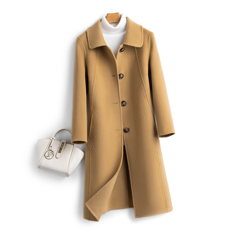 Alice Straight Fit Long Coat | Collared Button Front Coat