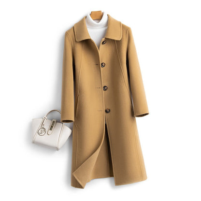 Alice Straight Fit Long Coat | Collared Button Front Coat