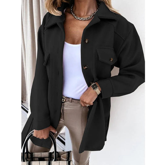 Women’s Windproof Jacket – Oversized Fit – Hip Length – Button Front – Casual Wear