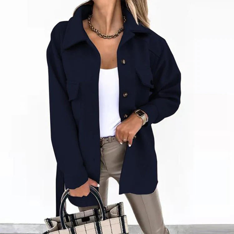 Women’s Windproof Jacket – Oversized Fit – Hip Length – Button Front – Casual Wear