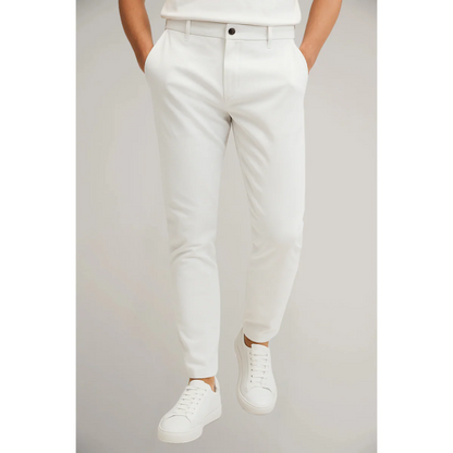 Men’s Tailored Trousers – Modern Fit – Flat Front – Cotton Blend – Ankle Length Formal Wear