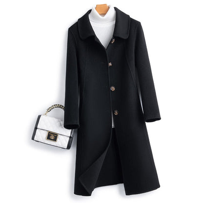 Alice Straight Fit Long Coat | Collared Button Front Coat