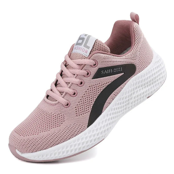 Women’s Sneakers – Low Top – Breathable Knit  – Knitted Upper – Lace-Up