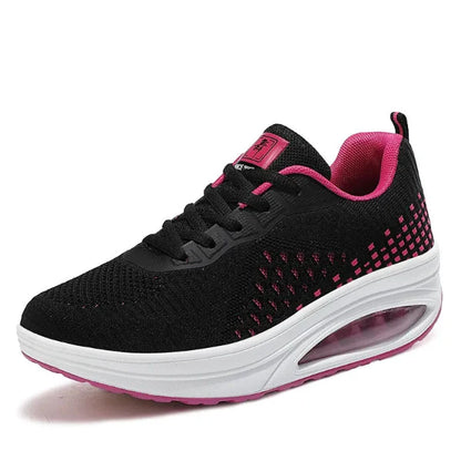 Women’s Athletic Sneakers – Knit Mesh Upper – Air Cushion Sole – Low-Top