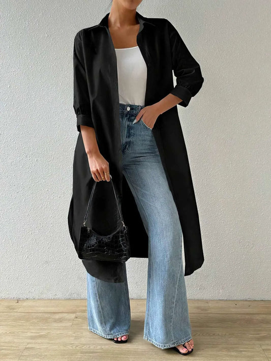 Women’s Longline Cardigan – Knit – Relaxed Fit – Open Front 3/4 Sleeve