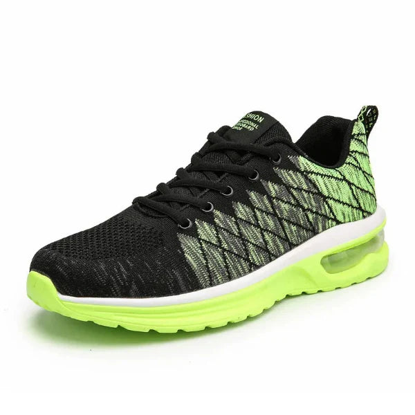 Men’s Sneakers – Knit Mesh Upper – Air Cushion Heel – Lace-Up – Casual Fit