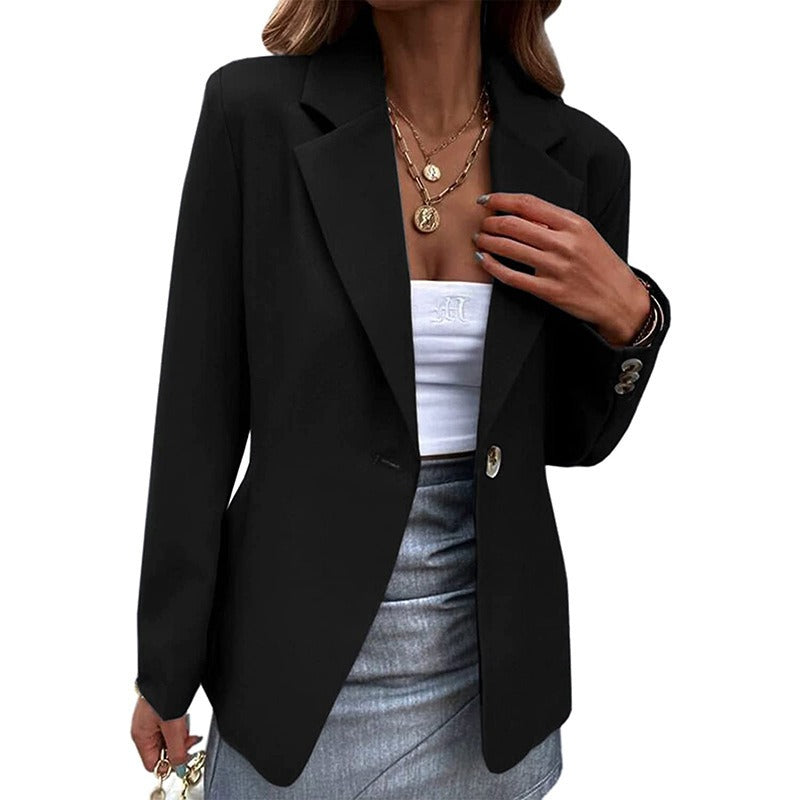 Women’s Blazer – Tailored Fit – Notched Lapel – Single Button – Hip Length Formal