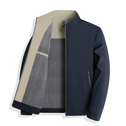 Men’s Jacket – Tailored Fit – Stand Collar – Zipper Closure – Business Casual Style