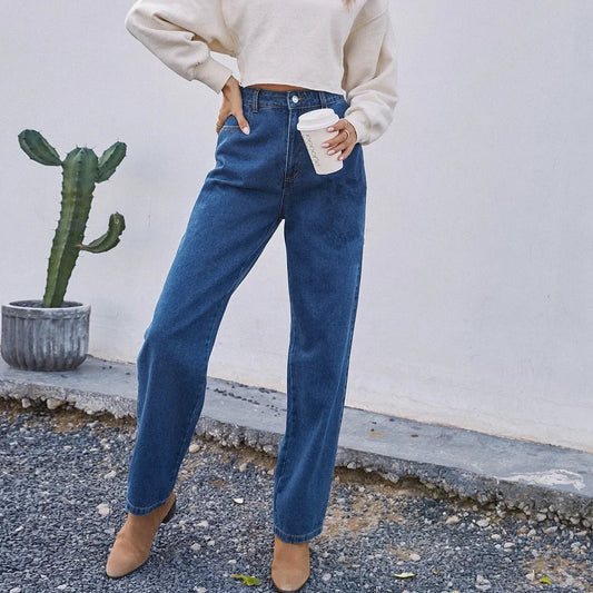 Women’s Jeans – High Waist – Relaxed Fit – Straight Leg – Full Length