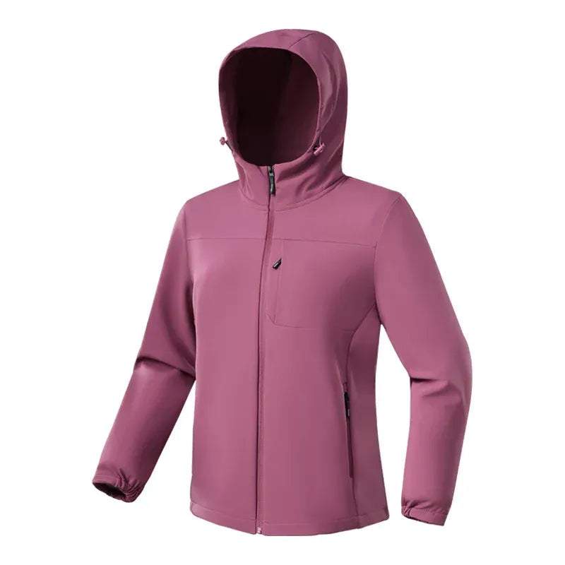 Women’s Softshell Jacket – Regular Fit – Hip Length – Hooded with Zip Pockets