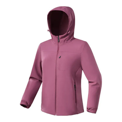 Women’s Softshell Jacket – Regular Fit – Hip Length – Hooded with Zip Pockets