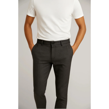 Men’s Tailored Trousers – Modern Fit – Flat Front – Cotton Blend – Ankle Length Formal Wear