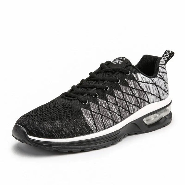 Men’s Sneakers – Knit Mesh Upper – Air Cushion Heel – Lace-Up – Casual Fit