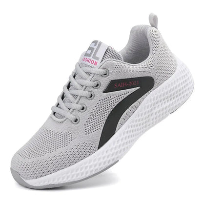 Women’s Sneakers – Low Top – Breathable Knit  – Knitted Upper – Lace-Up