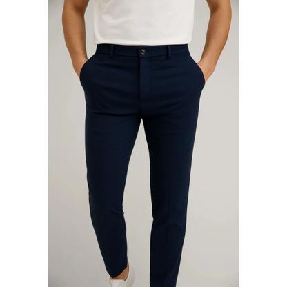 Men’s Tailored Trousers – Modern Fit – Flat Front – Cotton Blend – Ankle Length Formal Wear