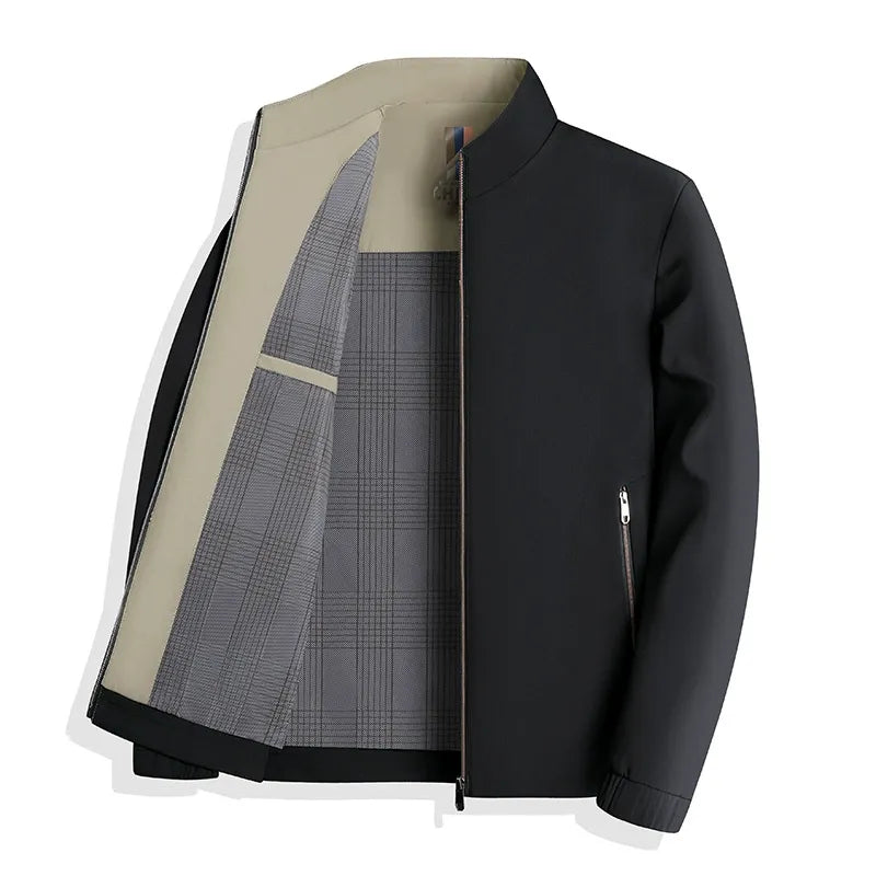 Men’s Jacket – Tailored Fit – Stand Collar – Zipper Closure – Business Casual Style