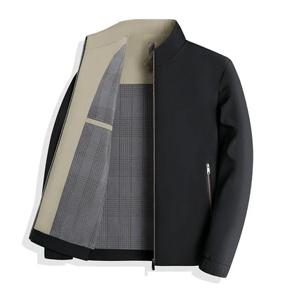 Men’s Jacket – Tailored Fit – Stand Collar – Zipper Closure – Business Casual Style