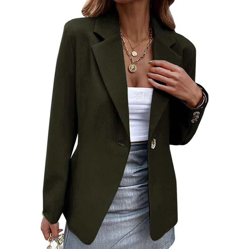 Women’s Blazer – Tailored Fit – Notched Lapel – Single Button – Hip Length Formal