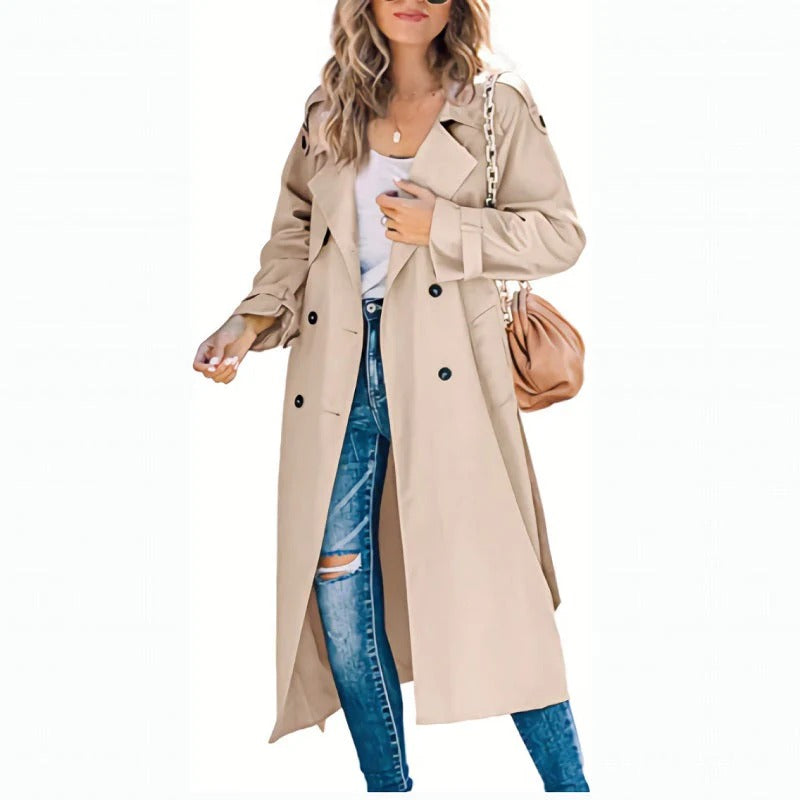 Women’s Trench Coat – Cotton Blend – Tailored Fit – Full Length – Double-Breasted Belted