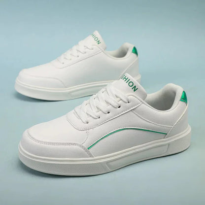 Women’s Low-Top Sneakers – Faux Leather – Platform Sole – Lace-Up Metallic Detail